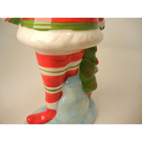Snowman dandy, 9 in. standing ceramic hand painted snowman  with top hat - Picture 7 of 11